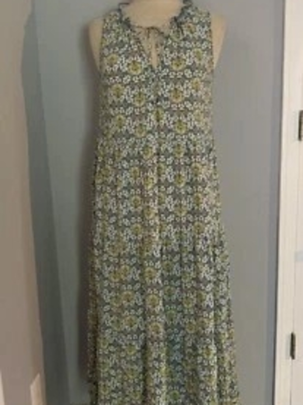 Max Studio Sleeveless Floral Maxi Dress in Blue and Green - Picture 4 of 12
